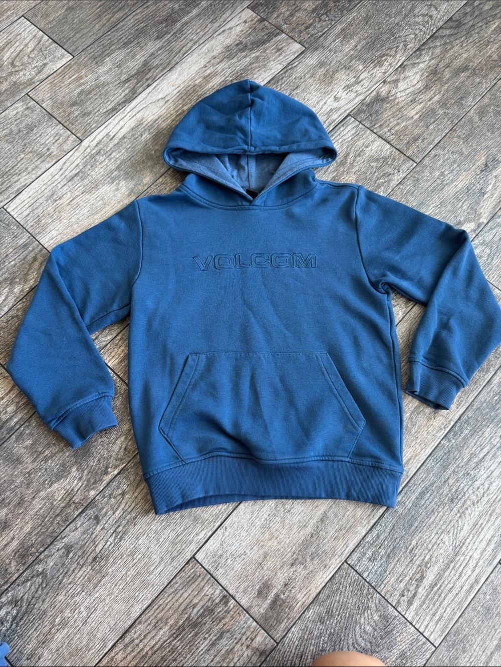 Volcom Teal Blue Pullover Hoodie with Embossed Logo